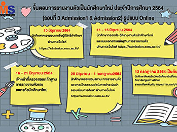 ขั้นตอนการรายงานตัวเป็นนักศึกษาใหม่
ประจำปีการศึกษา 2564 (รอบที่ 3
Admission1 & Admission2) รูปแบบ Online