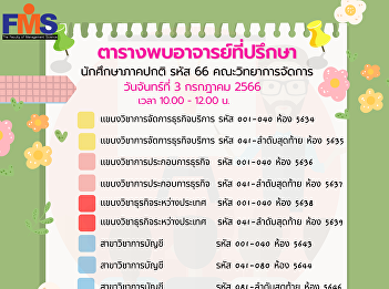 Advisory meeting schedule Regular
student code 66, Faculty of Management
Science
